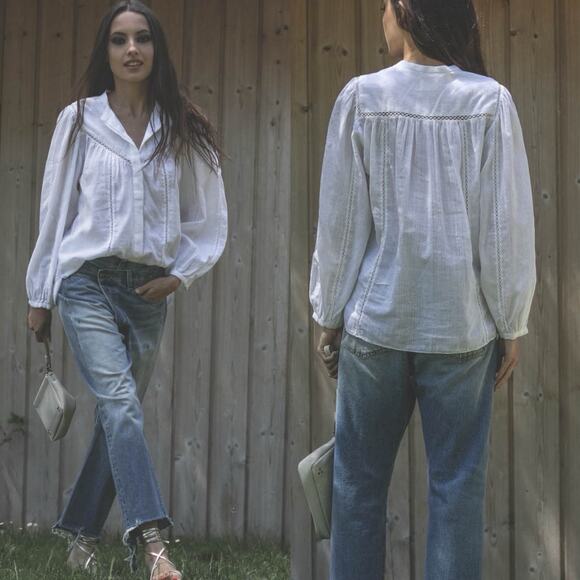 Isabel Marant Etoile Leonard Quiet Luxury White Crochet Blouse Top 38 M - Picture 2 of 11